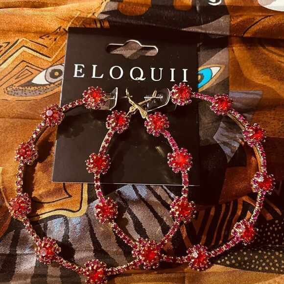 Eloquii Jewelry - Oversized Multi Rhinestone Hoop Earrings